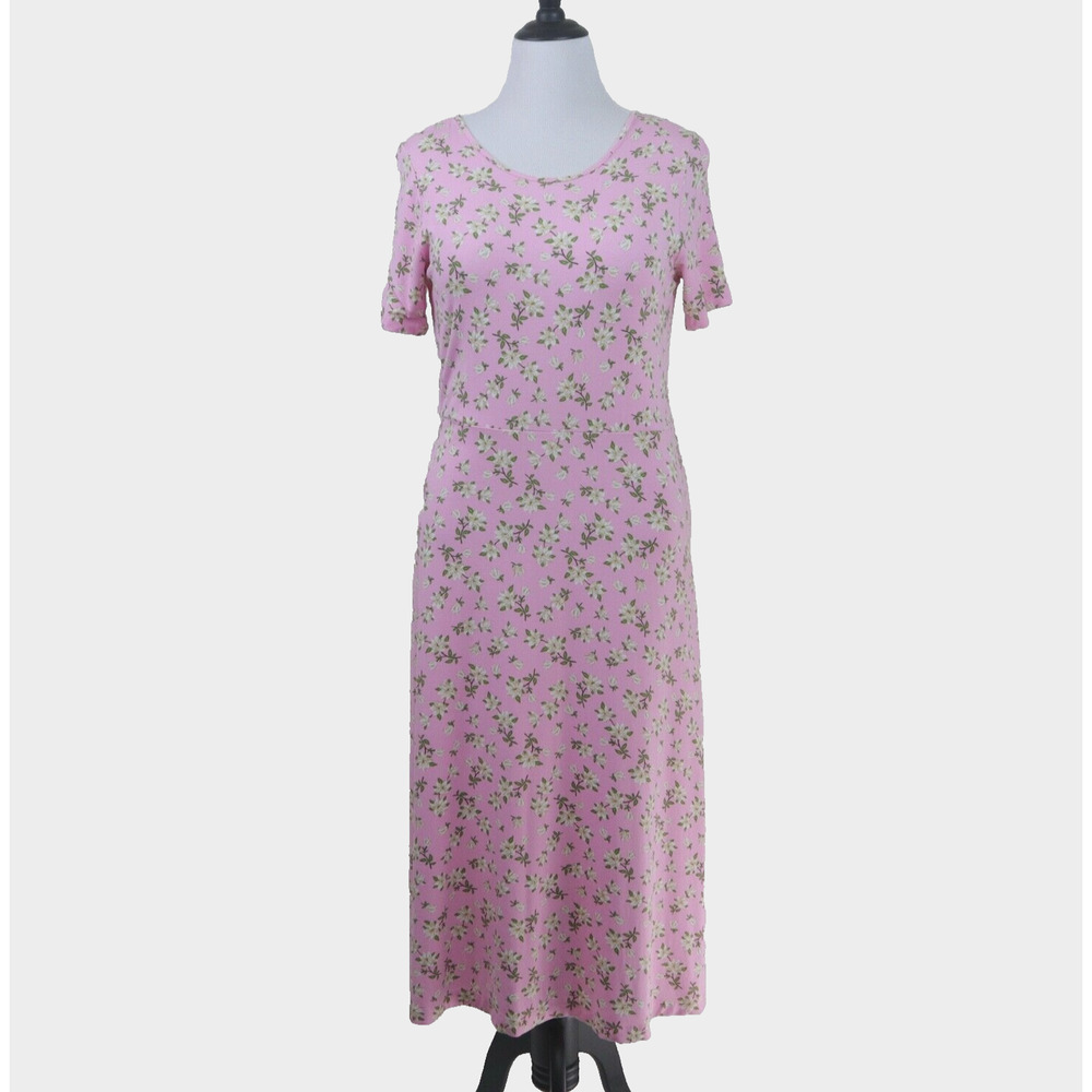 Draper James Size L Tammy Midi T-Shirt Dress Pink Magnolia Floral - Picture 3 of 9